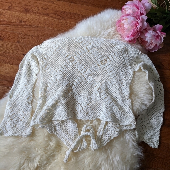 VINTAGE Boho crochet wrap cardigan sweater - Picture 2 of 9